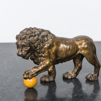 A gilt bronze model of a lion, 19th C.