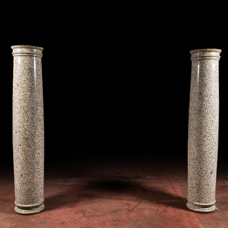 A pair of impressive large granite columns, 19/20th C.