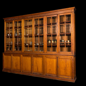 A large pitch pine library, 20th C.