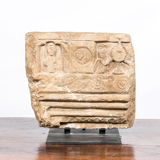 A Romanesque architectural sandstone fragment, Spain or South of France, probably 10/11th C.
