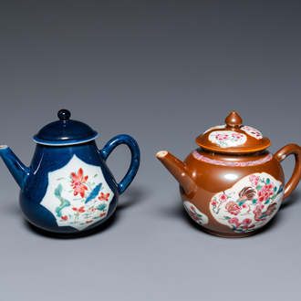 Deux théières couvertes en porcelaine de Chine famille rose, Yongzheng/Qianlong