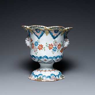 A polychrome Brussels faience jardinière, 18th C.