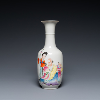 A Chinese famille rose 'Shou Lao' vase, Hongxian mark, 20th C.