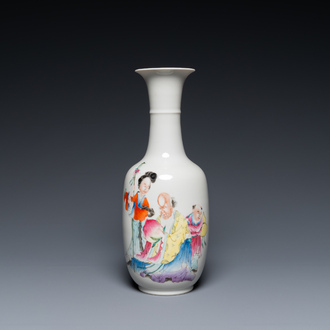 A Chinese famille rose 'Shou Lao' vase, Ju Ren Tang mark, 20th C.