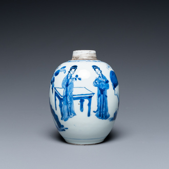 A Chinese blue and white 'Long Eliza' jar, Kangxi