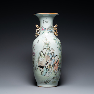 A Chinese qianjiang cai vase, Ma Qing Yun seal mark, dated 1920