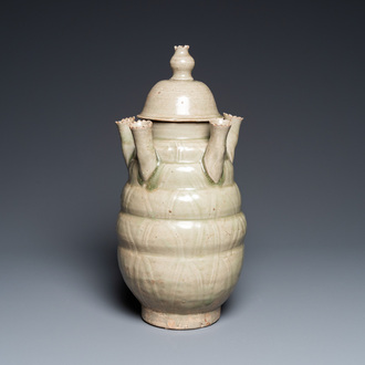 A rare Chinese Yueyao covered urn, probably Song