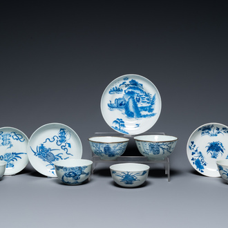 Six Chinese blue and white 'Bleu de Hue' bowls and four plates for the Vietnamese market, 19th C.