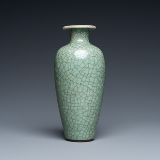 A Chinese crackle-glazed celadon vase, Qianlong