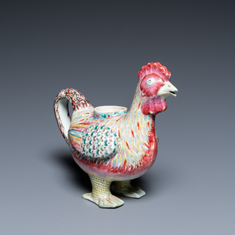 A Chinese famille rose rooster-shaped ewer, Qianlong