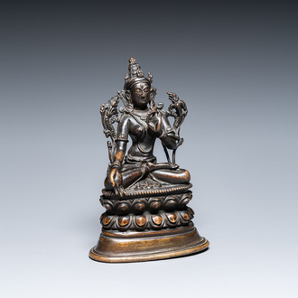 A Sino-Tibetan bronze Pala-style Tara, 18/19th C.