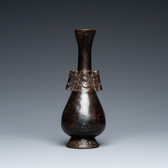 A Chinese bronze 'arrow' vase, Yuan