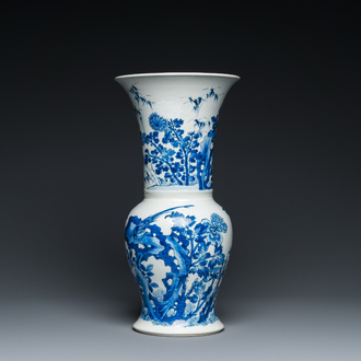 A Chinese blue and white bianco sopra bianco 'yenyen' vase, Kangxi