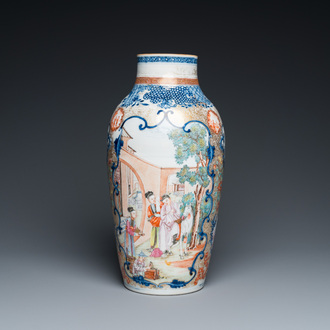 A fine Chinese famille rose 'mandarin' vase, Qianlong