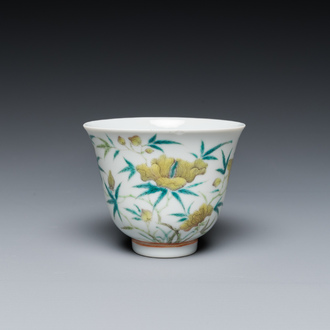 A Chinese floral wine cup, Guangxu mark and of the period