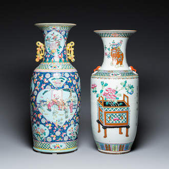 Deux vases en porcelaine de Chine famille rose, 19ème