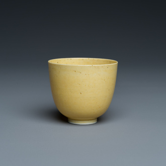 A Chinese monochrome yellow-glazed cup, Kangxi mark and of the period