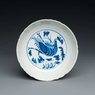 A Chinese blue and white ‘prawn’ plate, Tianqi