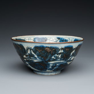 Bol en porcelaine de Chine en bleu et blanc dite 'de Swatow', marque de Wan Fu You Tong 万福攸同, Ming