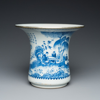 A Chinese blue and white 'Bleu de Hue' spittoon for the Vietnamese king Khai Dinh,Nội phủ đãi tạo 內府待造 mark, ca. 1924