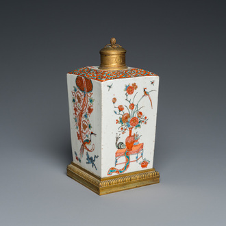 A fine Dutch-decorated Japanese gilt bronze-mounted square flask, Edo, 17th C.