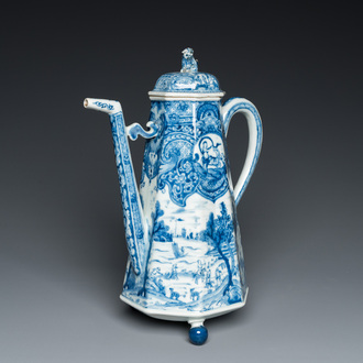 A Chinese blue and white 'Europa and the bull' coffeepot and cover, Kangxi