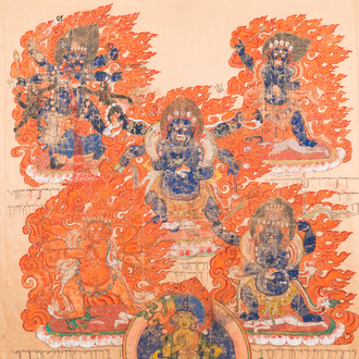 Thangka figurant Mahakala, Tibet, 19ème