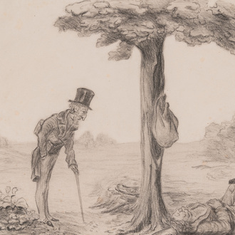 After Honoré Daumier(1808-1879): 'The vagabond', pencil on paper