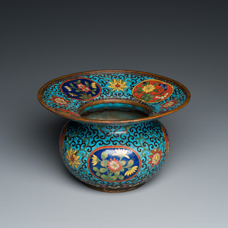 A Chinese cloisonné spittoon or 'zhadou', Qianlong