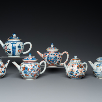 Six Chinese blue and white, famille verte and Imari-style teapots, Kangxi/Yongzheng