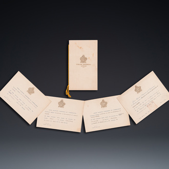 Quatre invitations impériales et un menu des soirées gala aux palais impériaux, Vietnam, 1937