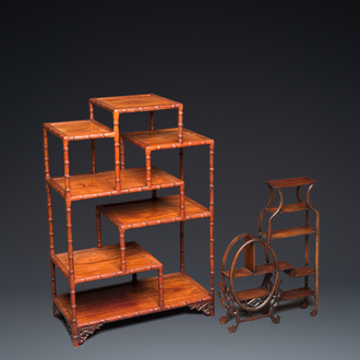 Two small Chinese wooden display stands, 19/20th C.