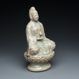 A celadon-glazed figure of Quan Am, North-Vietnam, 17/18th C.