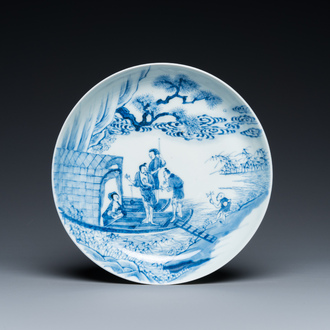 A Chinese blue and white 'river scene' plate, Yongzheng