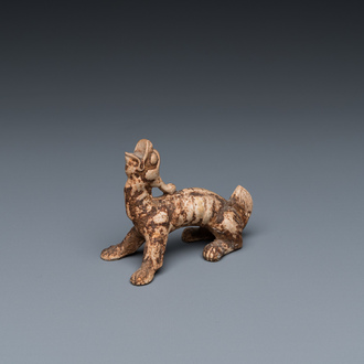 A small Chinese terracotta model of a mythical animal, mingqi, Han