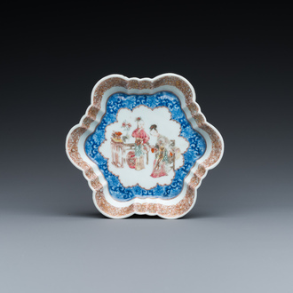 A fine Chinese famille rose teapot stand, Yongzheng/Qianlong