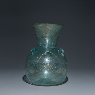 A painted glass mosque lamp, probably Syria, 19th C.