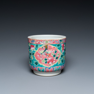 A Chinese famille rose brush pot for the Straits or Peranakan market, 19th C.