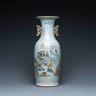 A Chinese qianjiang cai vase, signed Yu Xunmei 余恂美 and dated 1911, Tongzhi mark