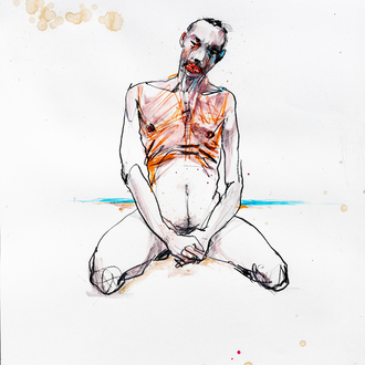 Peter Jonckheere: 'Life-in-Vest', Schilderij op papier