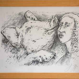 Günter Grass: 'Der Schweinehirt I', Lithografie