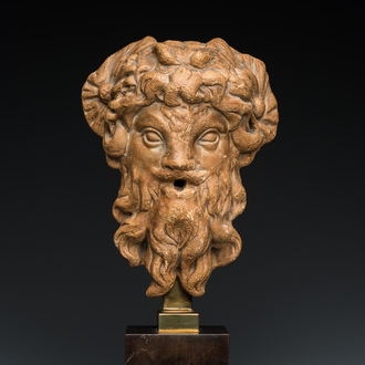 A Hellenistic or Roman marble 'Pan' fountain head, Italy, probably 3rd/2nd C. B.C.