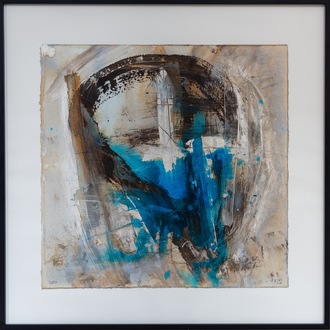 Peter Six: 'Blue Face', Acryl op papier