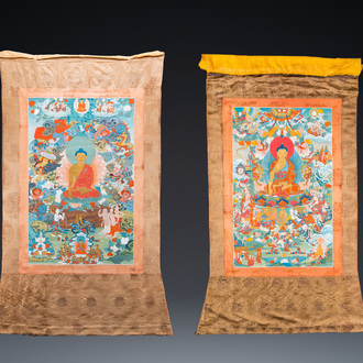 Two thangkas depicting Shakyamuni Buddha, Tibet, 19/20th C.