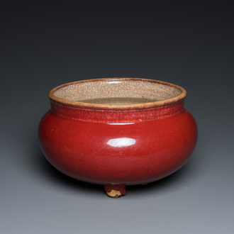 A Chinese sang-de-boeuf-glazed tripod censer, 18/19th C.