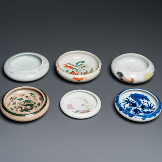 Six Chinese porcelain brush washers, 19/20th C.