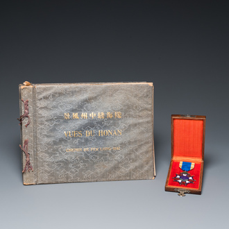 A Chinese Merit Medal 1st class, its 1918 award document and the book: Views of Henan, 1920