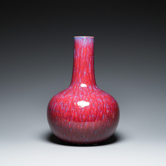 A large Chinese flambé-glazed bottle vase, 19/20th C.