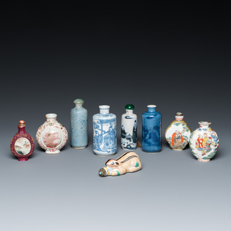 Nine Chinese porcelain snuff bottles, 19/20th C.