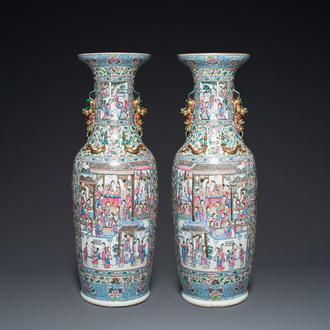 A pair of very large Chinese famille rose vases, 19th C.